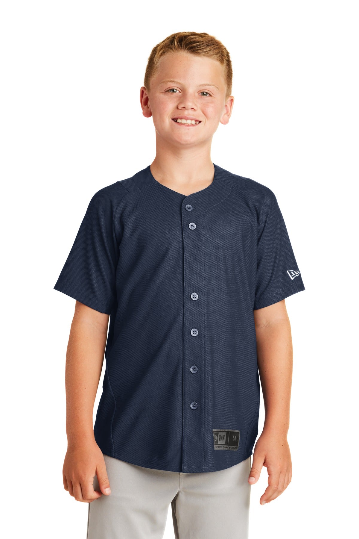 New Era  Youth Diamond Era Full-Button Jersey - True Navy