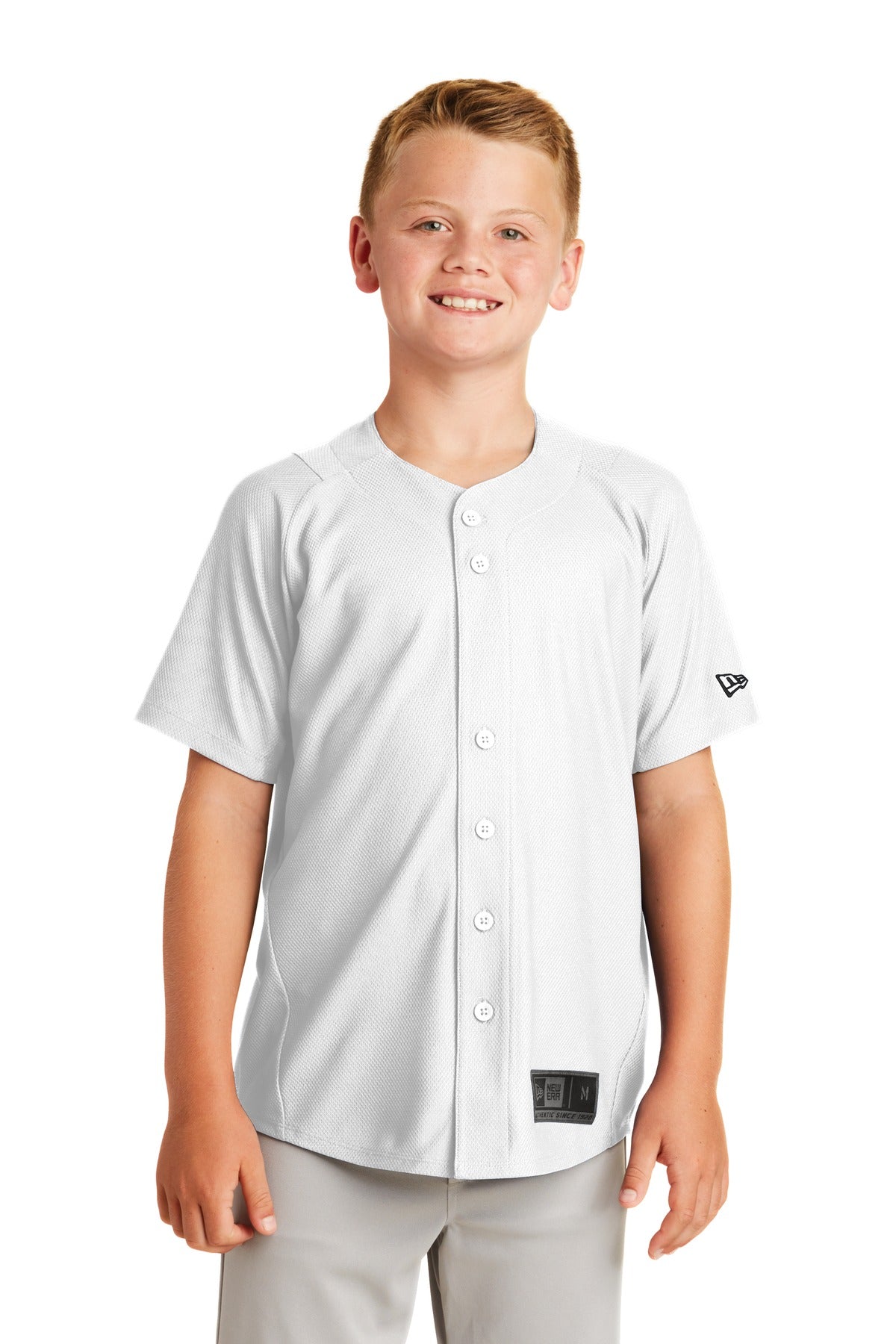 New Era  Youth Diamond Era Full-Button Jersey - White