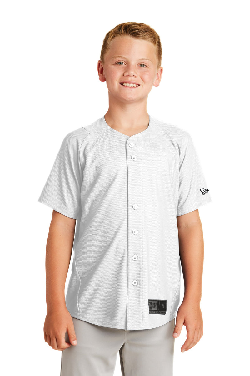 New Era  Youth Diamond Era Full-Button Jersey - White