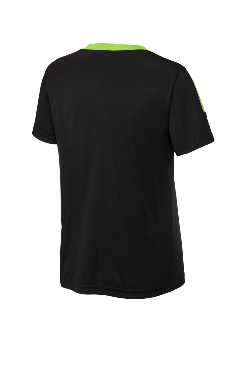 Sport-Tek Youth Competitor United Crew - Black/ Lime Shock