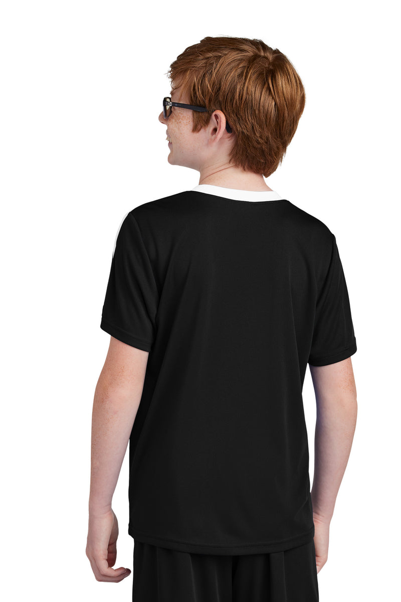 Sport-Tek Youth Competitor United Crew - Black/ White