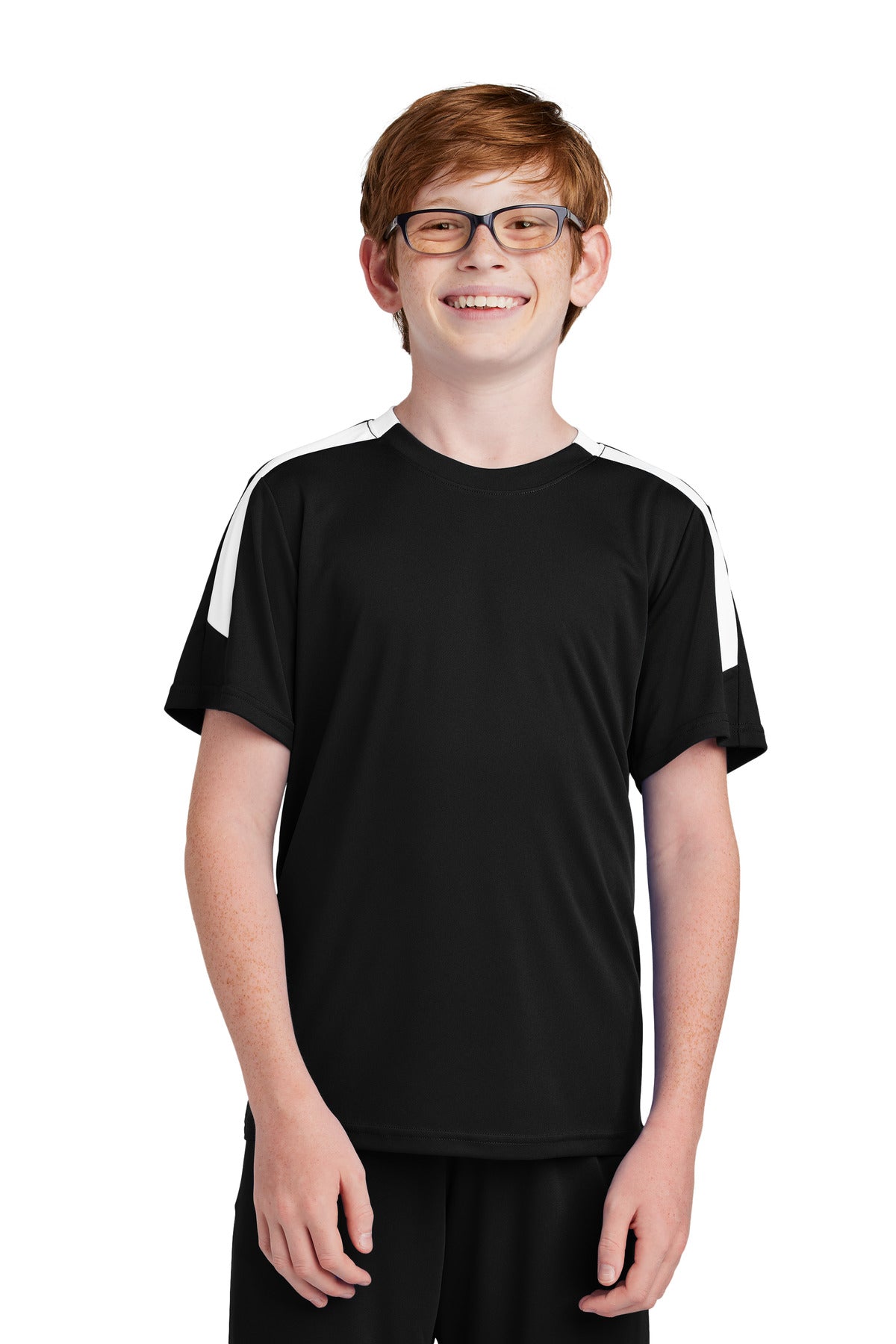 Sport-Tek Youth Competitor United Crew - Black/ White