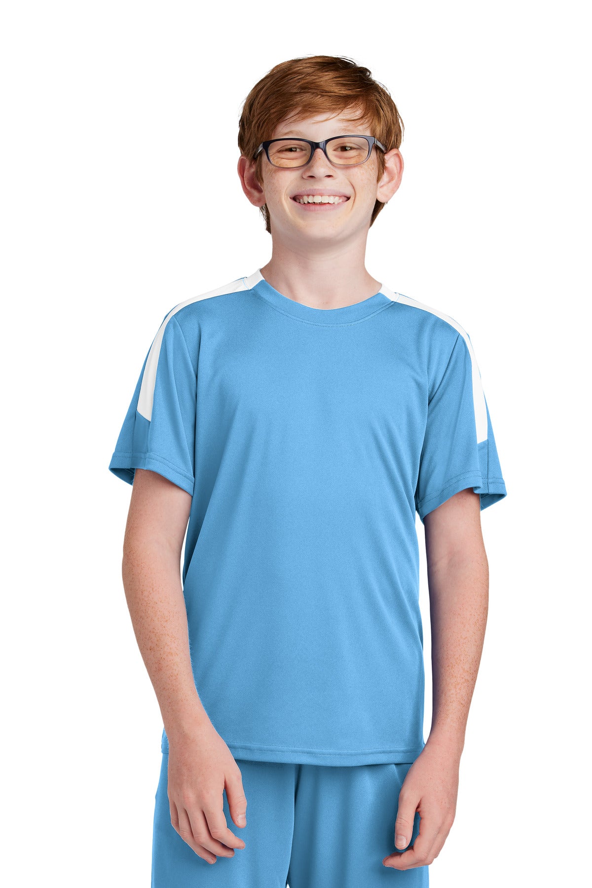 Sport-Tek Youth Competitor United Crew - Carolina Blue/ White
