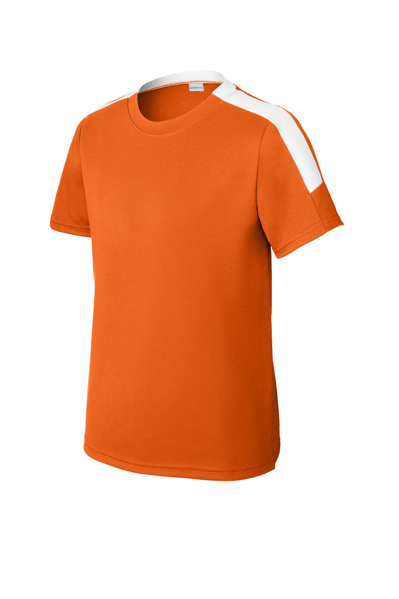 Sport-Tek Youth Competitor United Crew - Deep Orange/ White