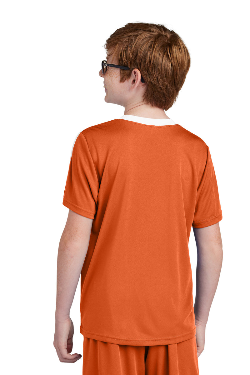 Sport-Tek Youth Competitor United Crew - Deep Orange/ White