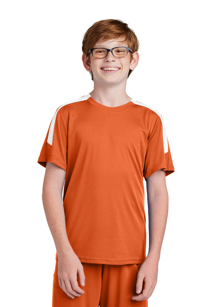 Sport-Tek Youth Competitor United Crew - Deep Orange/ White
