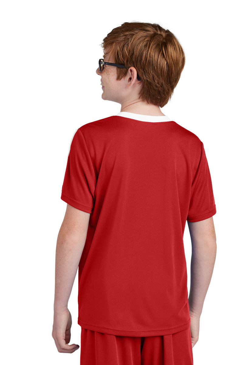 Sport-Tek Youth Competitor United Crew - Deep Red/ White