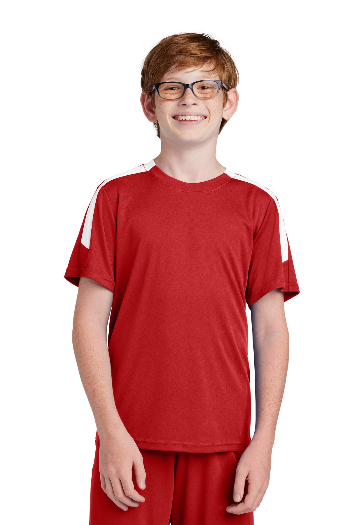 Sport-Tek Youth Competitor United Crew - Deep Red/ White
