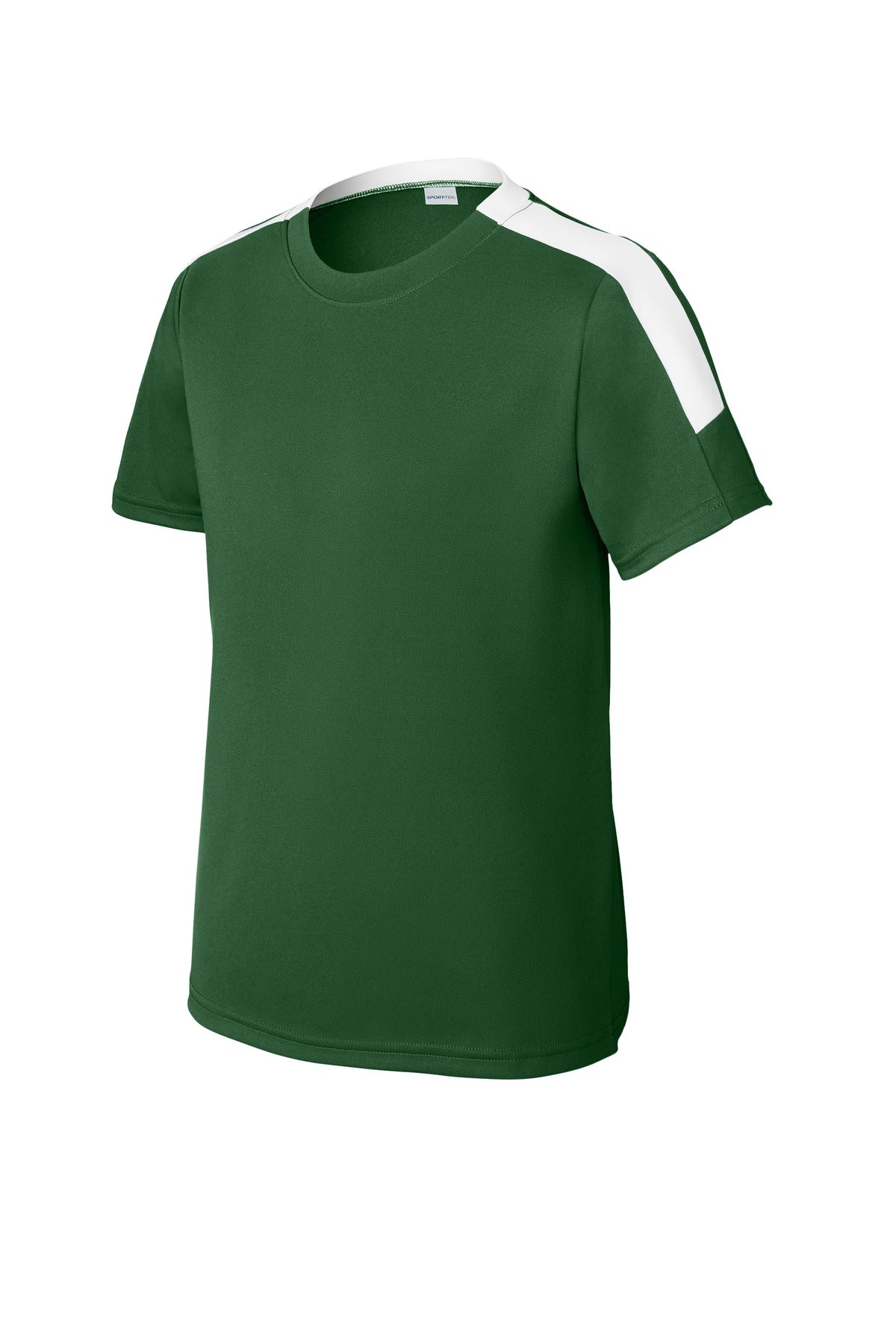 Sport-Tek Youth Competitor United Crew - Forest Green/ White