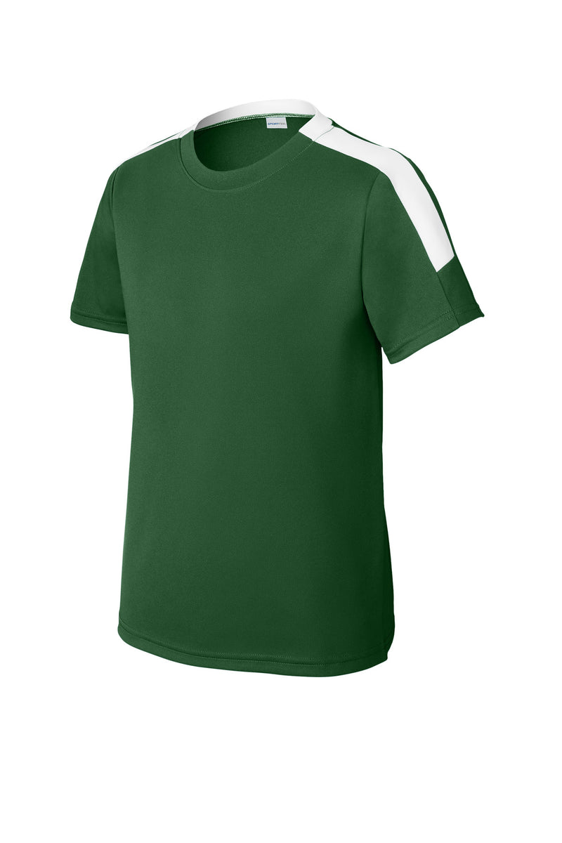 Sport-Tek Youth Competitor United Crew - Forest Green/ White