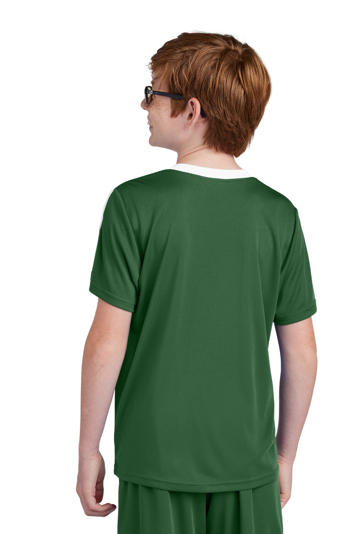 Sport-Tek Youth Competitor United Crew - Forest Green/ White