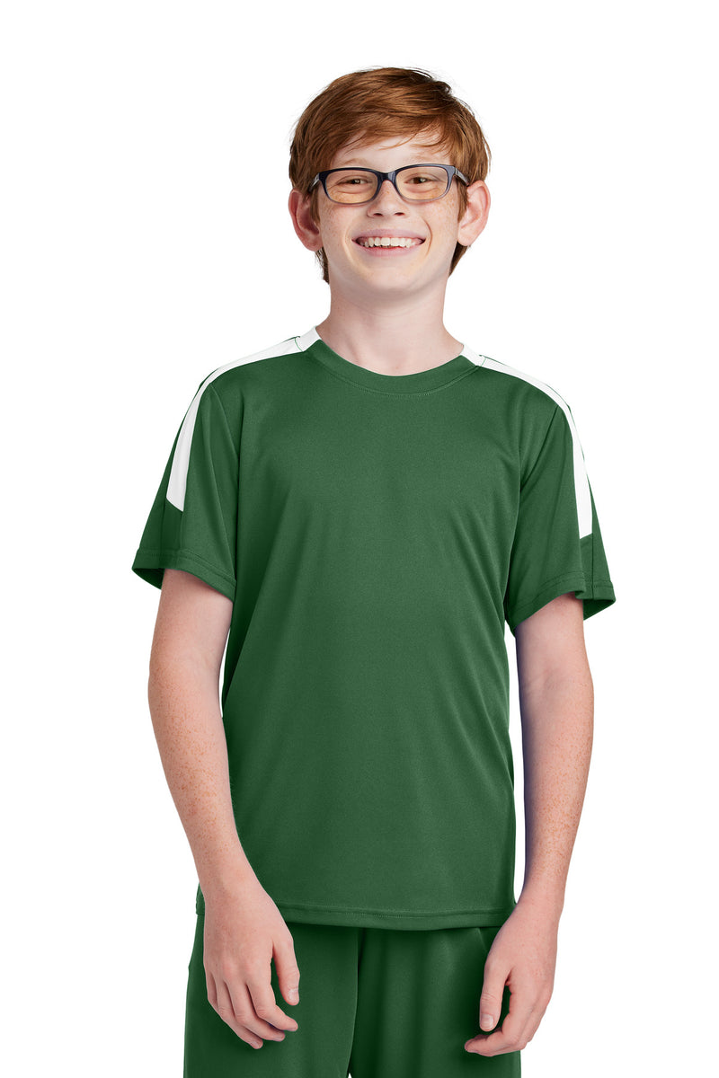 Sport-Tek Youth Competitor United Crew - Forest Green/ White