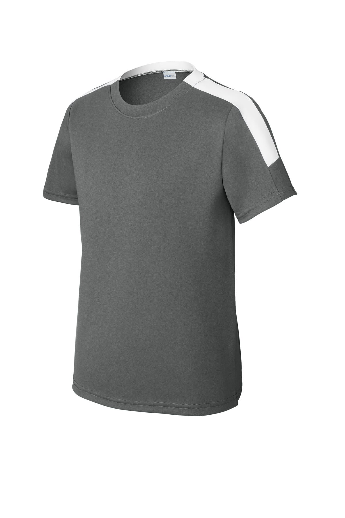 Sport-Tek Youth Competitor United Crew - Iron Grey/ White