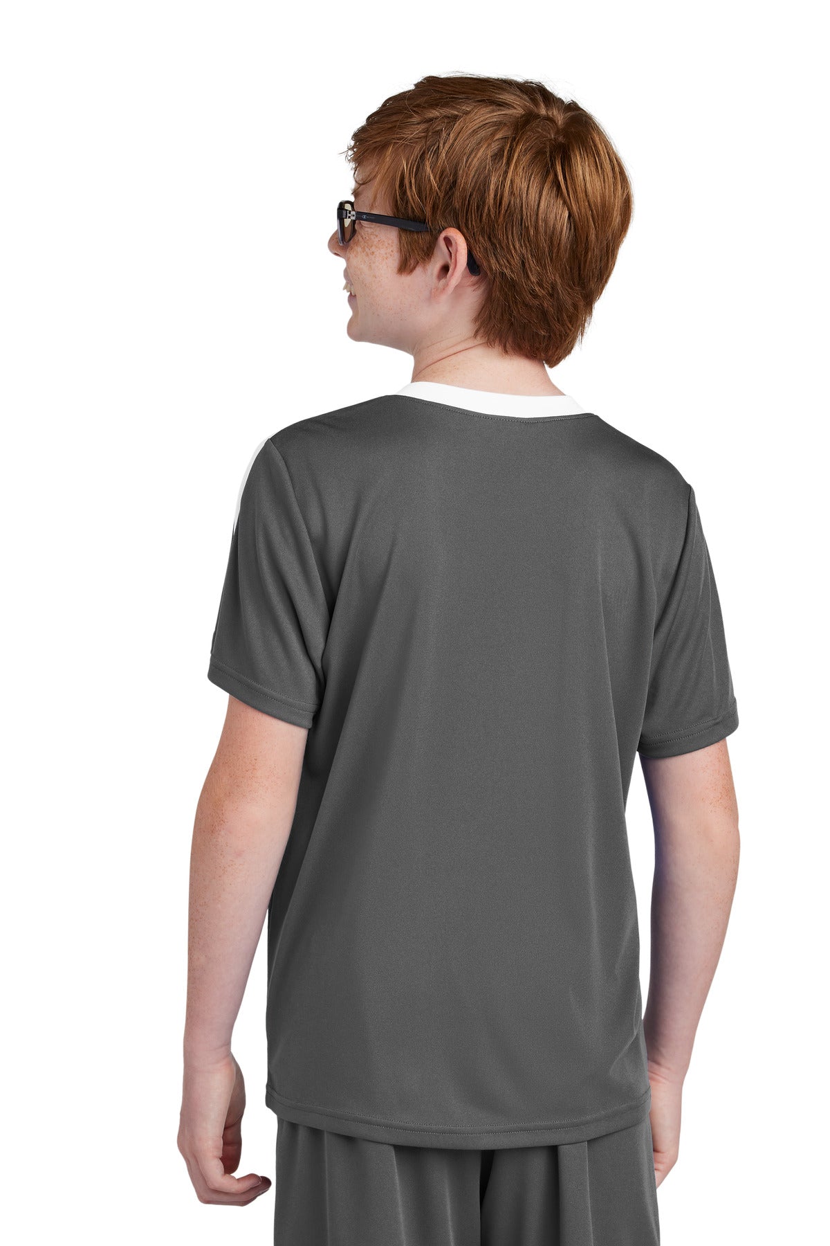Sport-Tek Youth Competitor United Crew - Iron Grey/ White