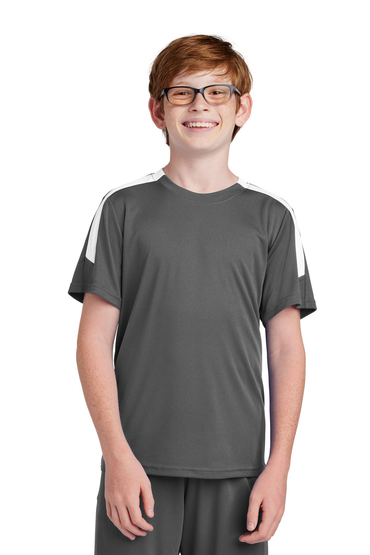 Sport-Tek Youth Competitor United Crew - Iron Grey/ White