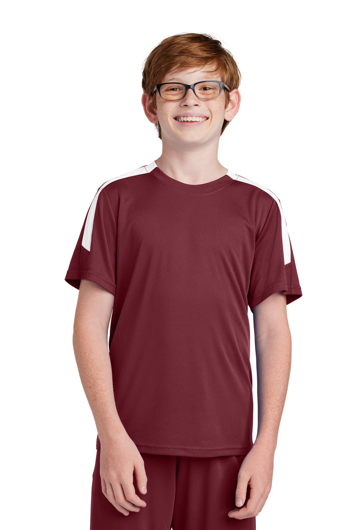 Sport-Tek Youth Competitor United Crew - Maroon/ White