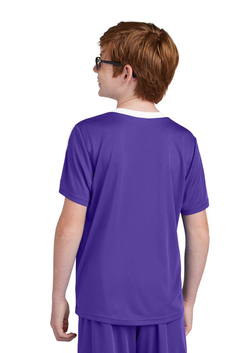 Sport-Tek Youth Competitor United Crew - Purple/ White
