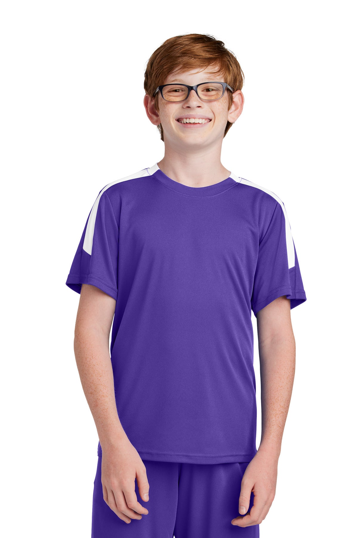 Sport-Tek Youth Competitor United Crew - Purple/ White