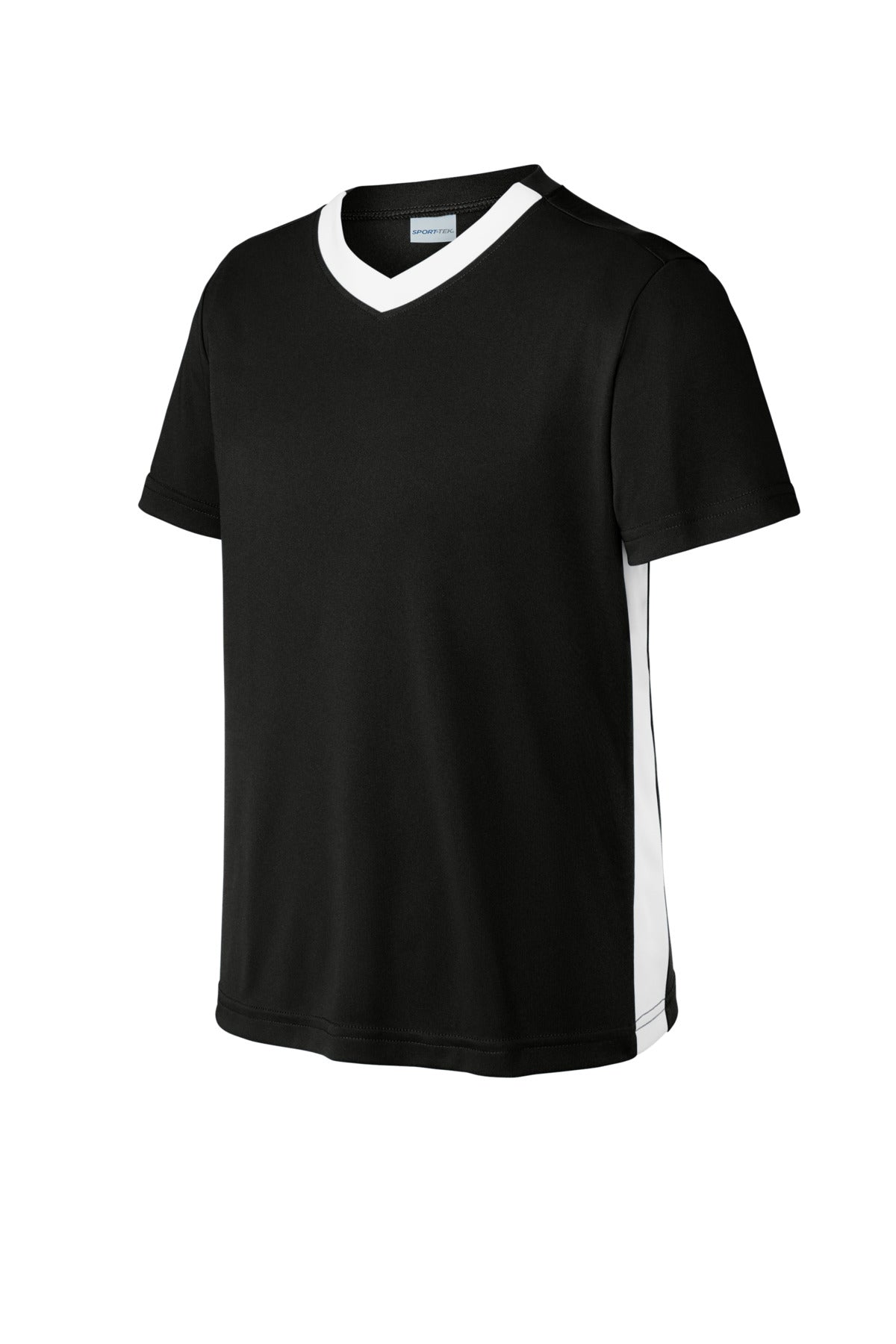 Sport-Tek Youth Competitor United V-Neck - Black/ White