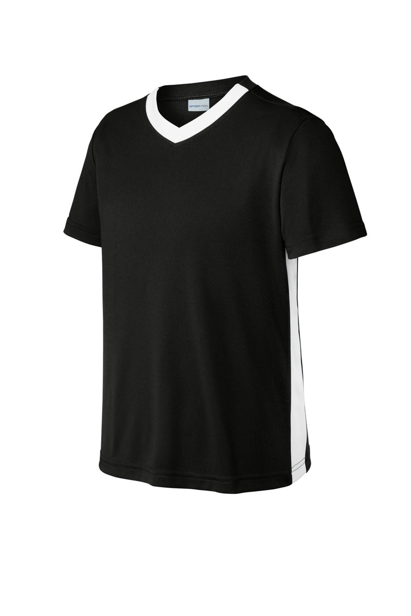 Sport-Tek Youth Competitor United V-Neck - Black/ White