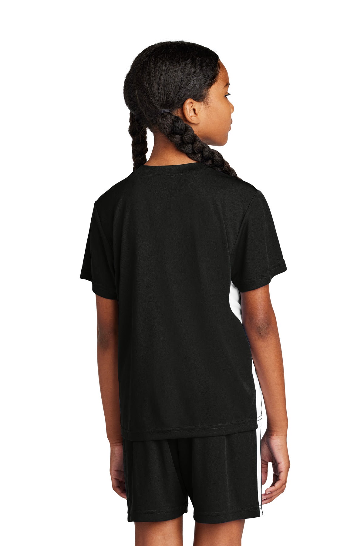 Sport-Tek Youth Competitor United V-Neck - Black/ White