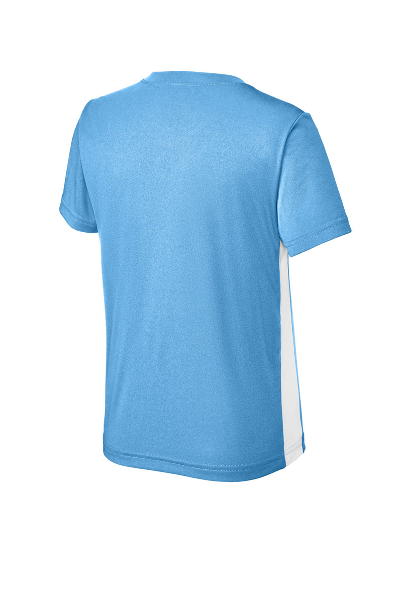 Sport-Tek Youth Competitor United V-Neck - Carolina Blue/ White