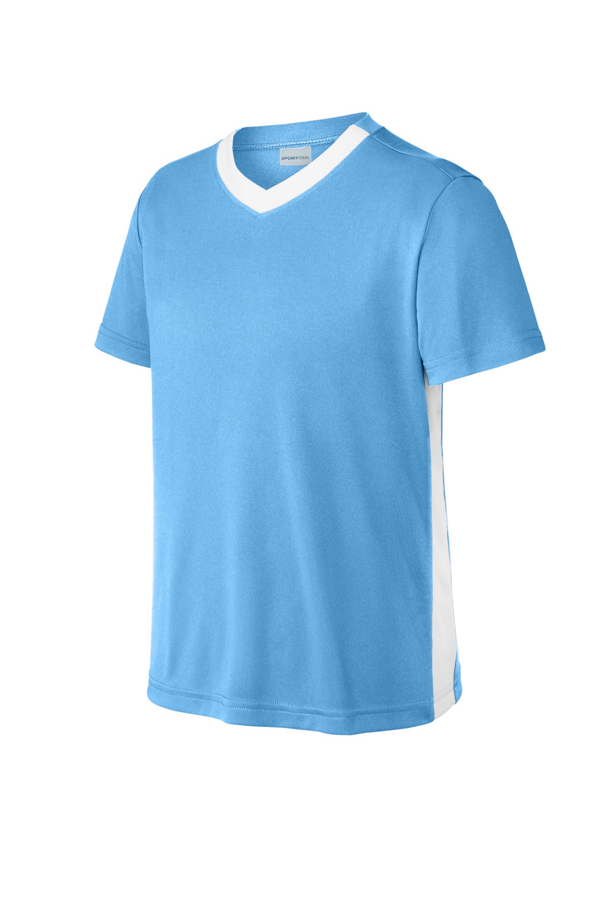 Sport-Tek Youth Competitor United V-Neck - Carolina Blue/ White
