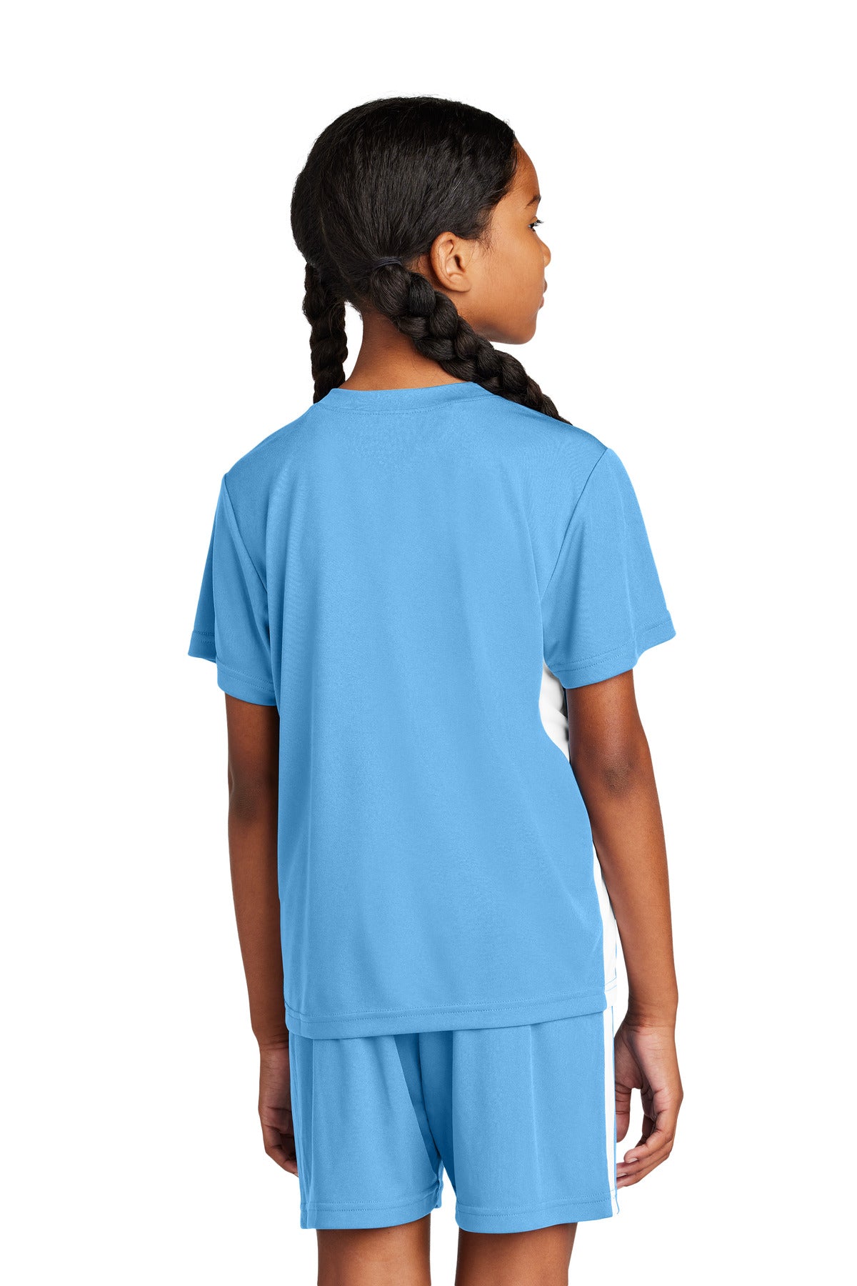 Sport-Tek Youth Competitor United V-Neck - Carolina Blue/ White