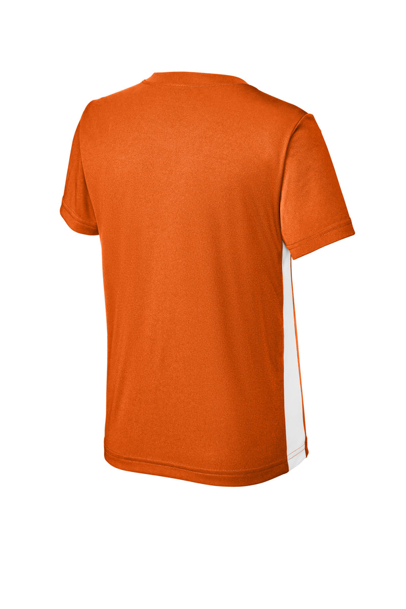 Sport-Tek Youth Competitor United V-Neck - Deep Orange/ White