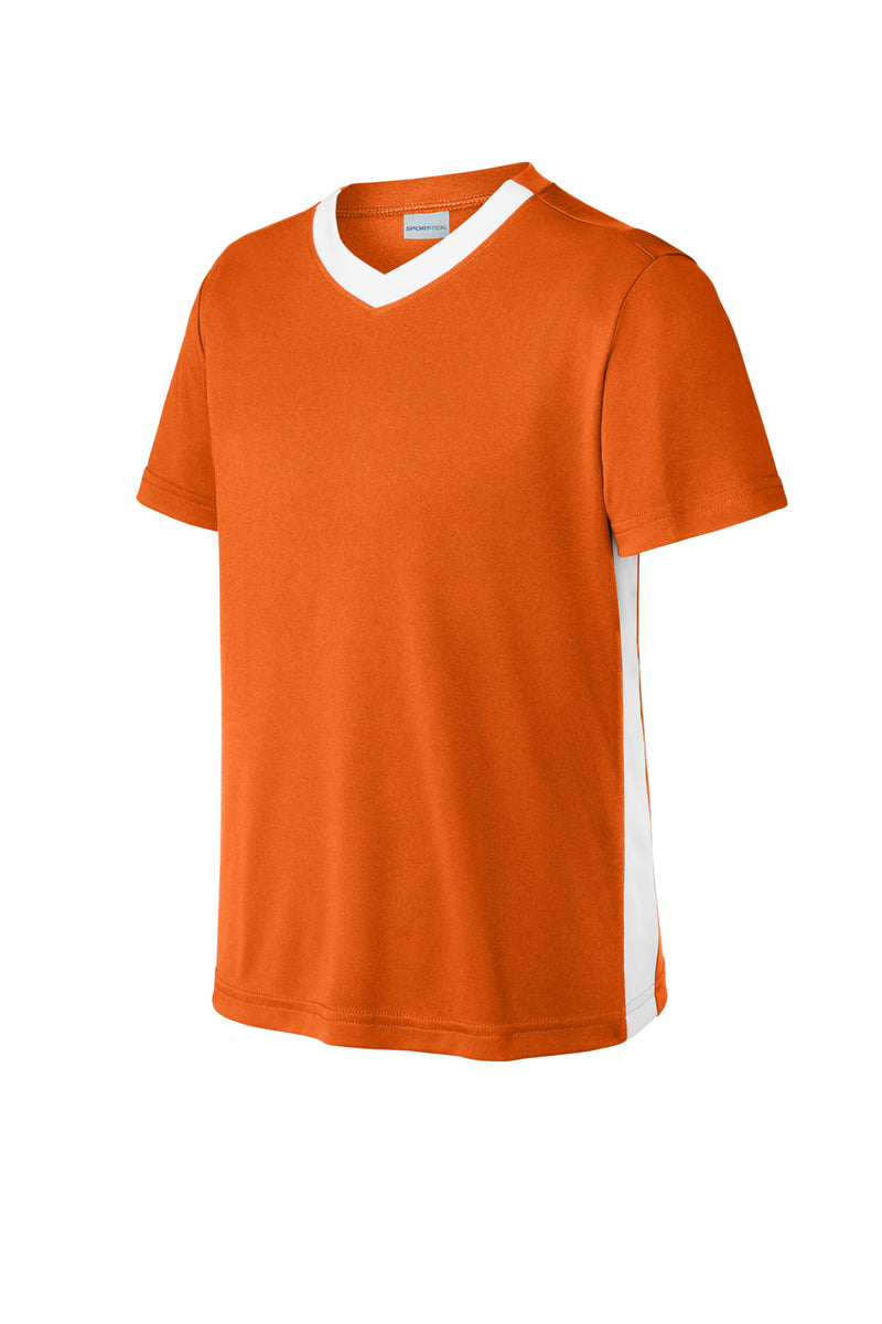 Sport-Tek Youth Competitor United V-Neck - Deep Orange/ White