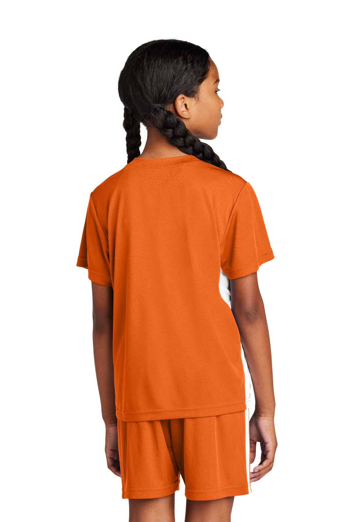 Sport-Tek Youth Competitor United V-Neck - Deep Orange/ White