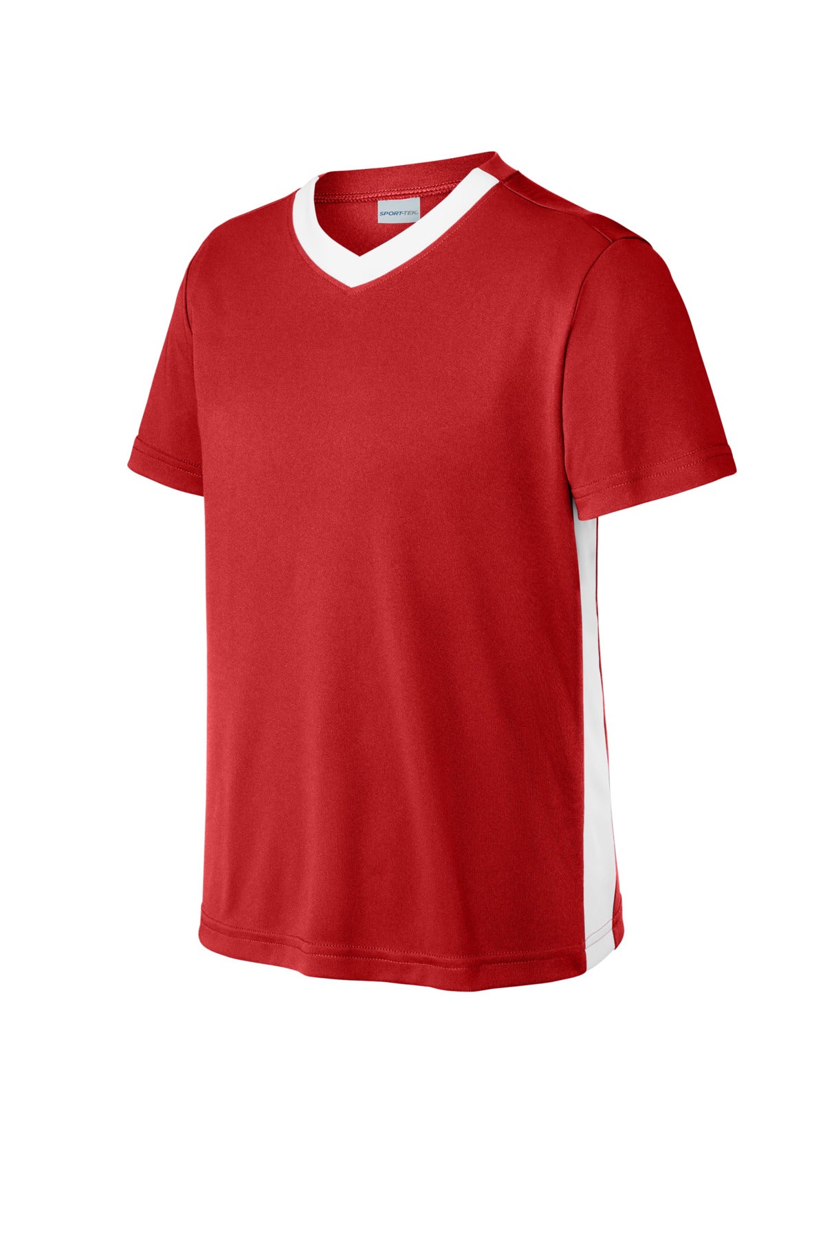 Sport-Tek Youth Competitor United V-Neck - Deep Red/ White