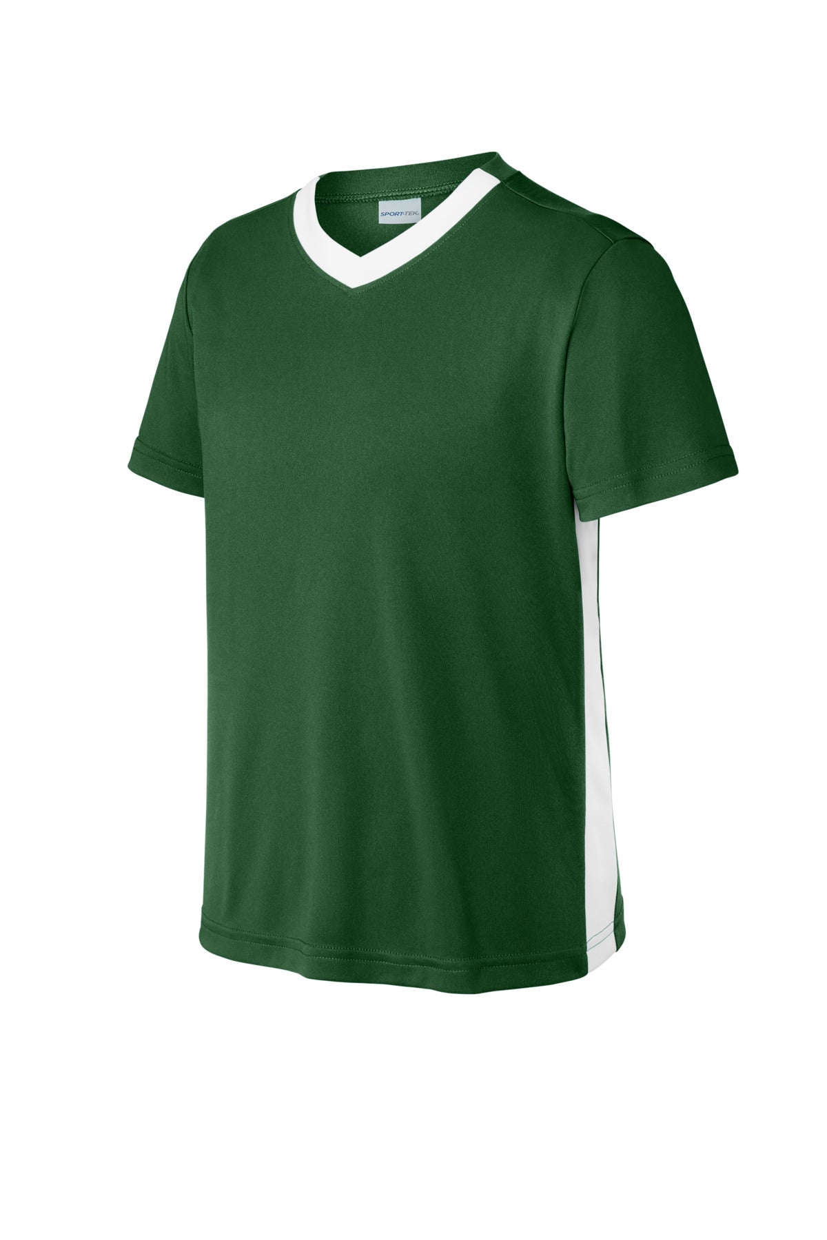 Sport-Tek Youth Competitor United V-Neck - Forest Green/ White