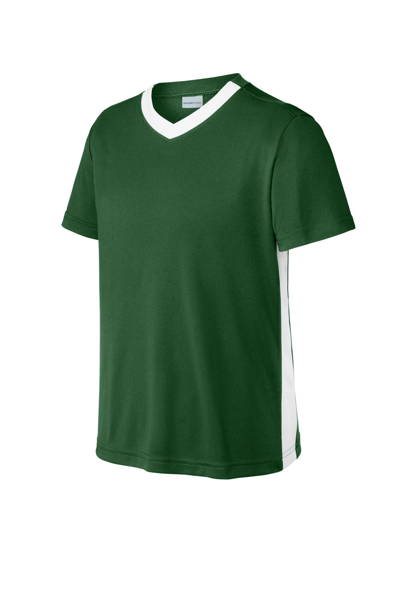 Sport-Tek Youth Competitor United V-Neck - Forest Green/ White