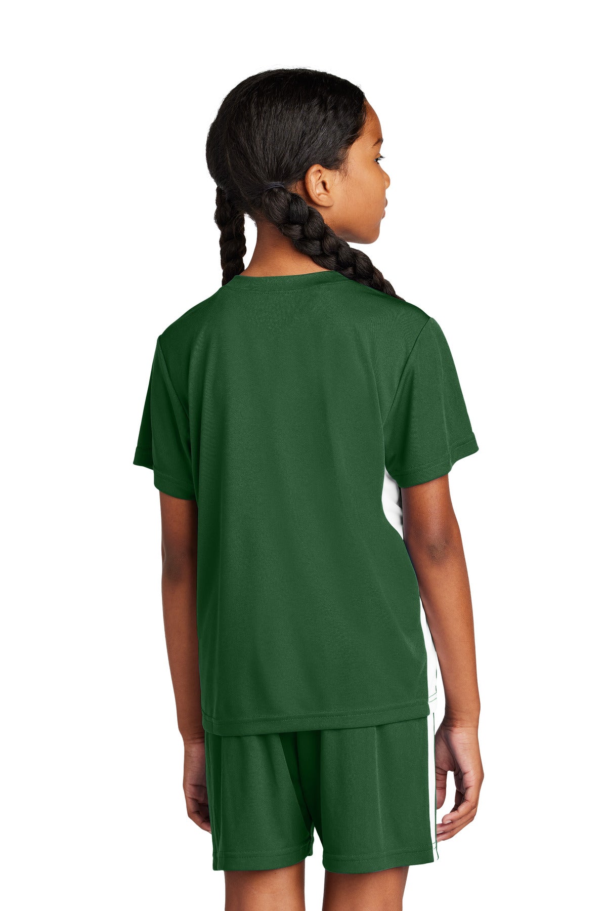Sport-Tek Youth Competitor United V-Neck - Forest Green/ White