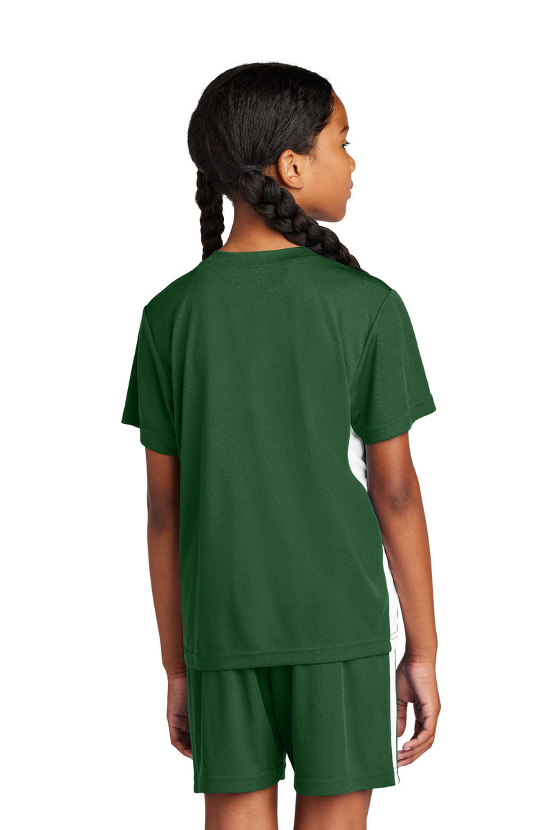 Sport-Tek Youth Competitor United V-Neck - Forest Green/ White