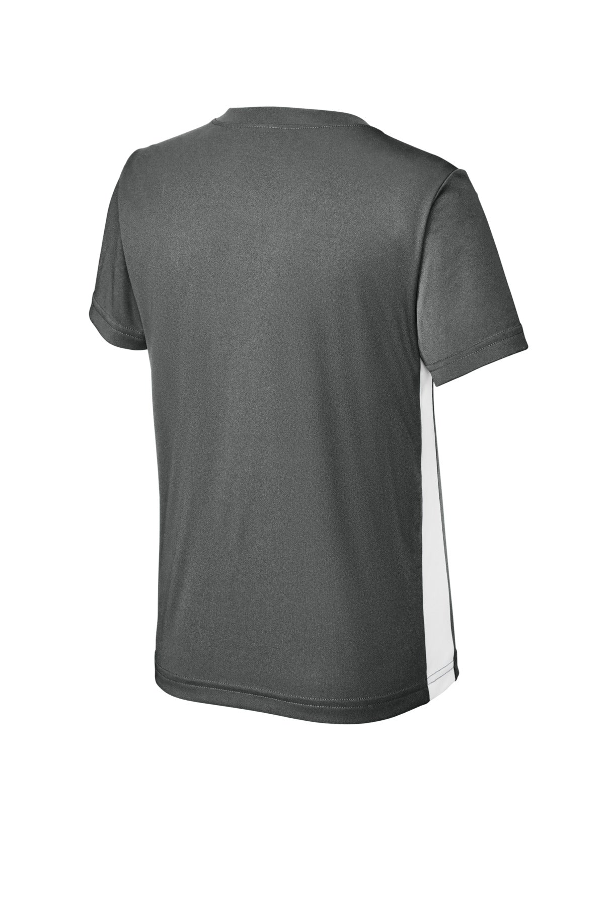 Sport-Tek Youth Competitor United V-Neck - Iron Grey/ White
