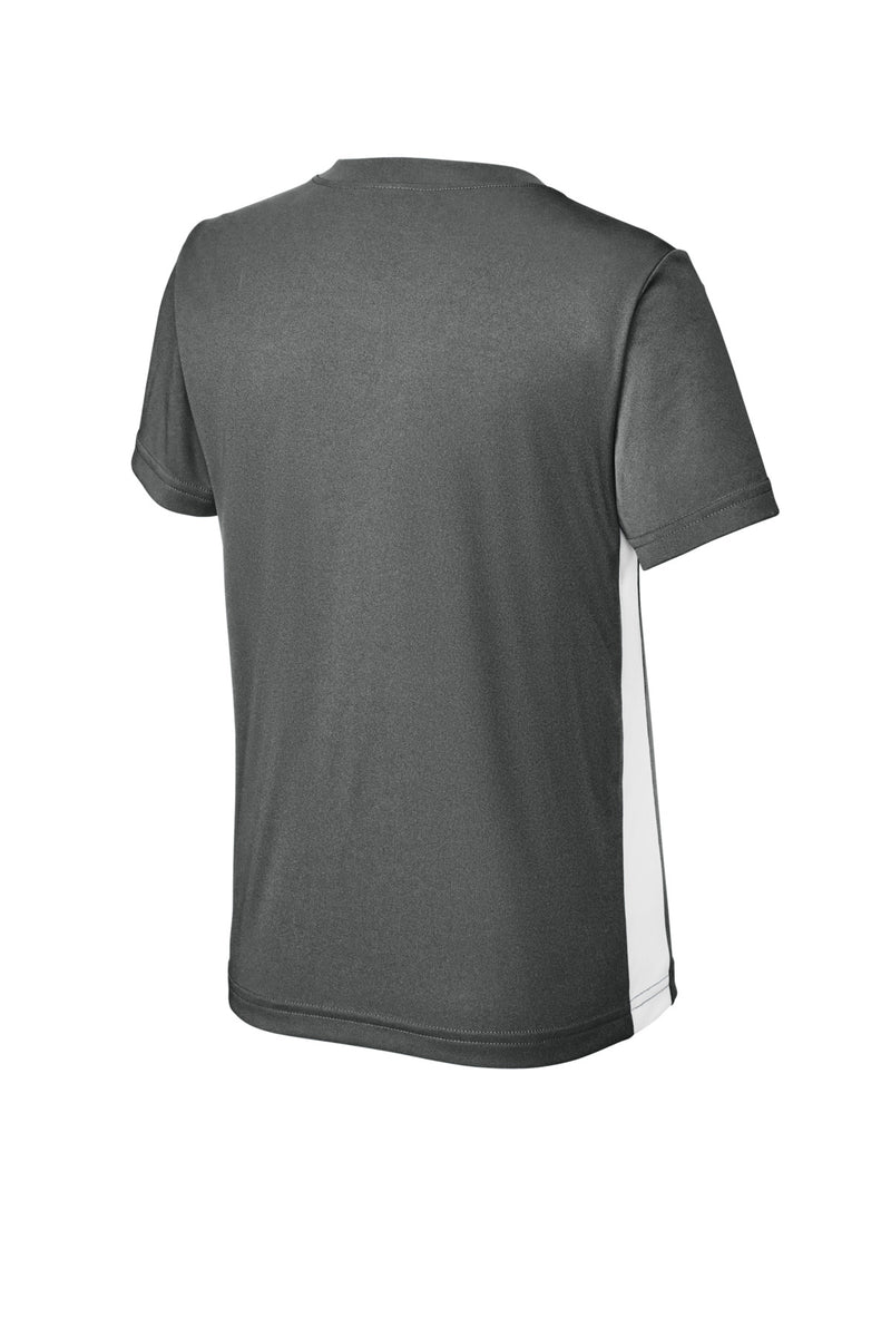 Sport-Tek Youth Competitor United V-Neck - Iron Grey/ White