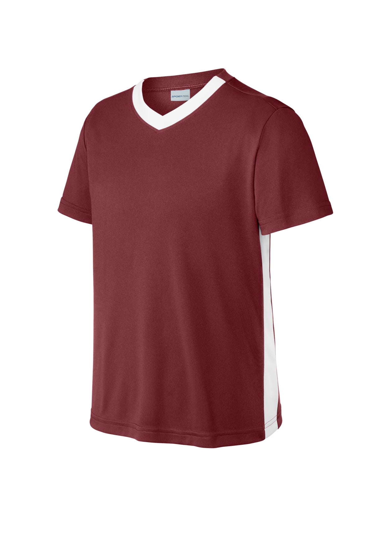 Sport-Tek Youth Competitor United V-Neck - Maroon/ White