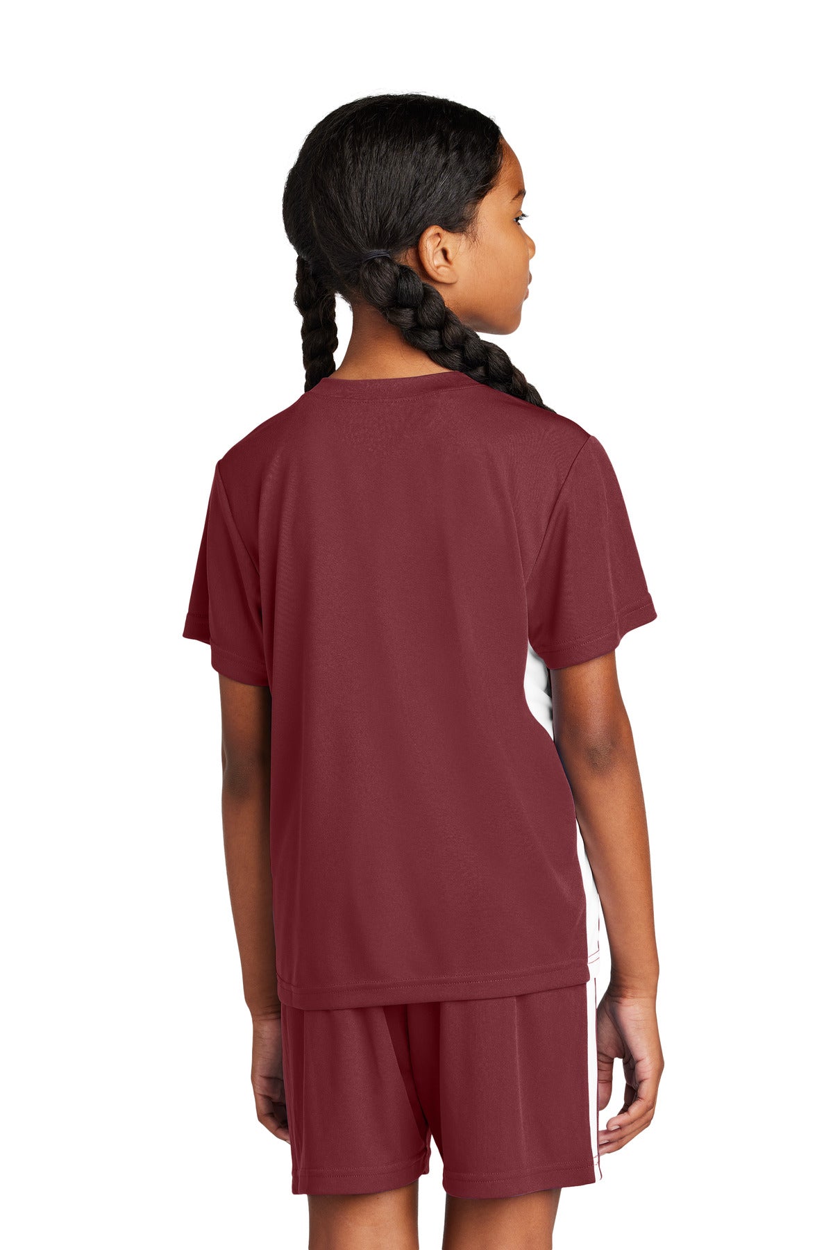 Sport-Tek Youth Competitor United V-Neck - Maroon/ White