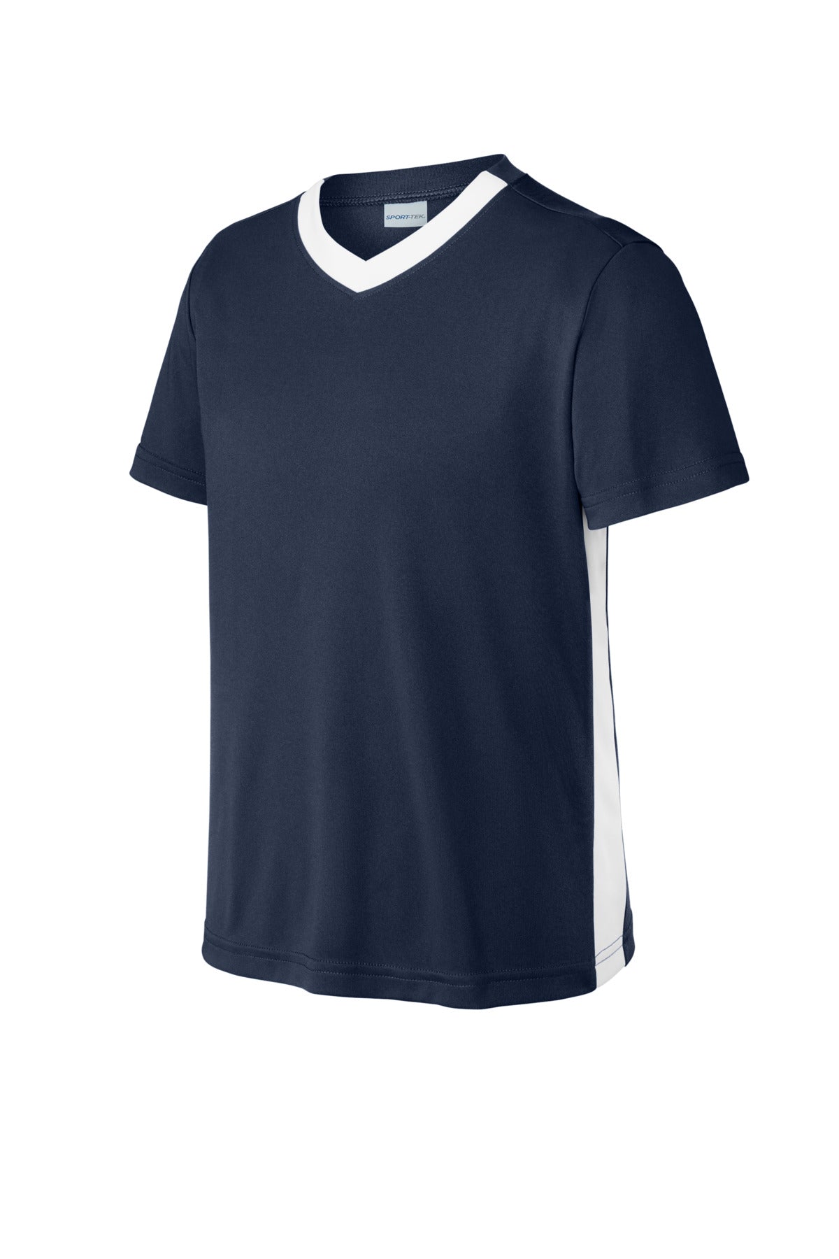 Sport-Tek Youth Competitor United V-Neck - True Navy/ White