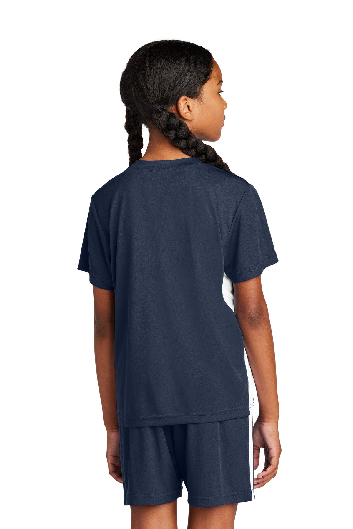 Sport-Tek Youth Competitor United V-Neck - True Navy/ White