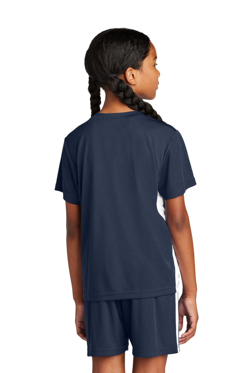 Sport-Tek Youth Competitor United V-Neck - True Navy/ White