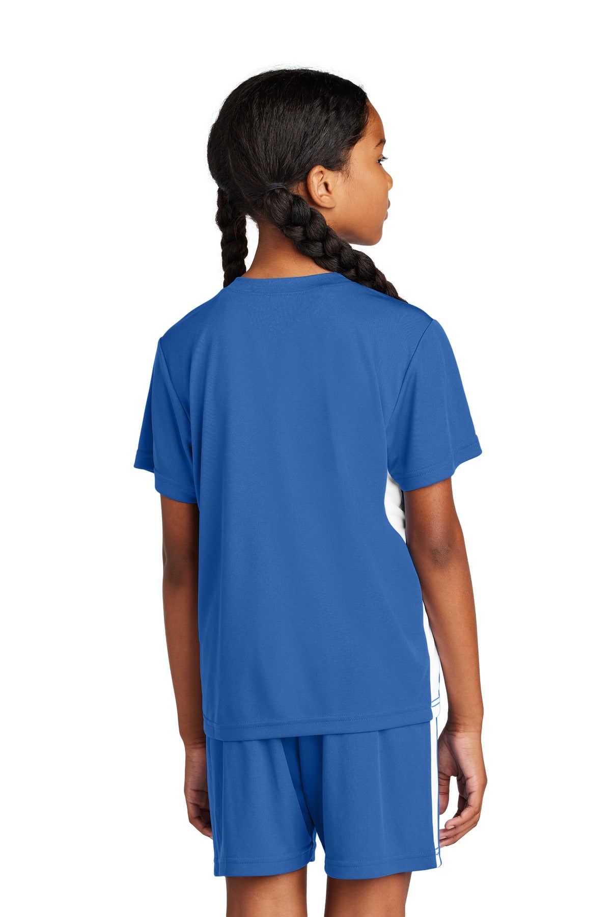 Sport-Tek Youth Competitor United V-Neck - True Royal/ White