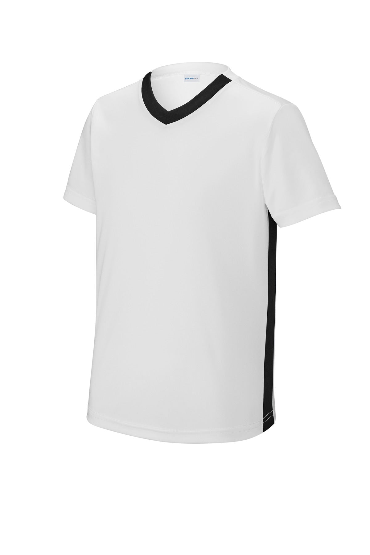 Sport-Tek Youth Competitor United V-Neck - White/ Black