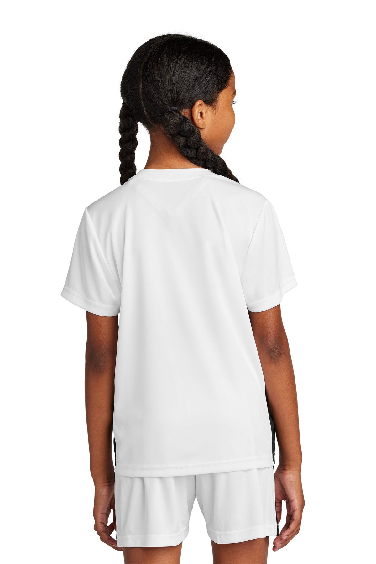 Sport-Tek Youth Competitor United V-Neck - White/ Black