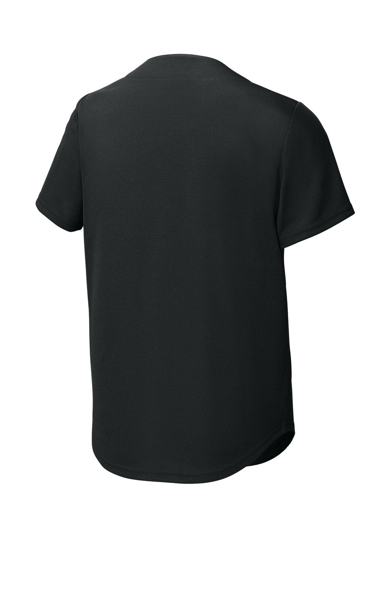Sport-Tek Youth PosiCharge Tough Mesh Full-Button Jersey - Black