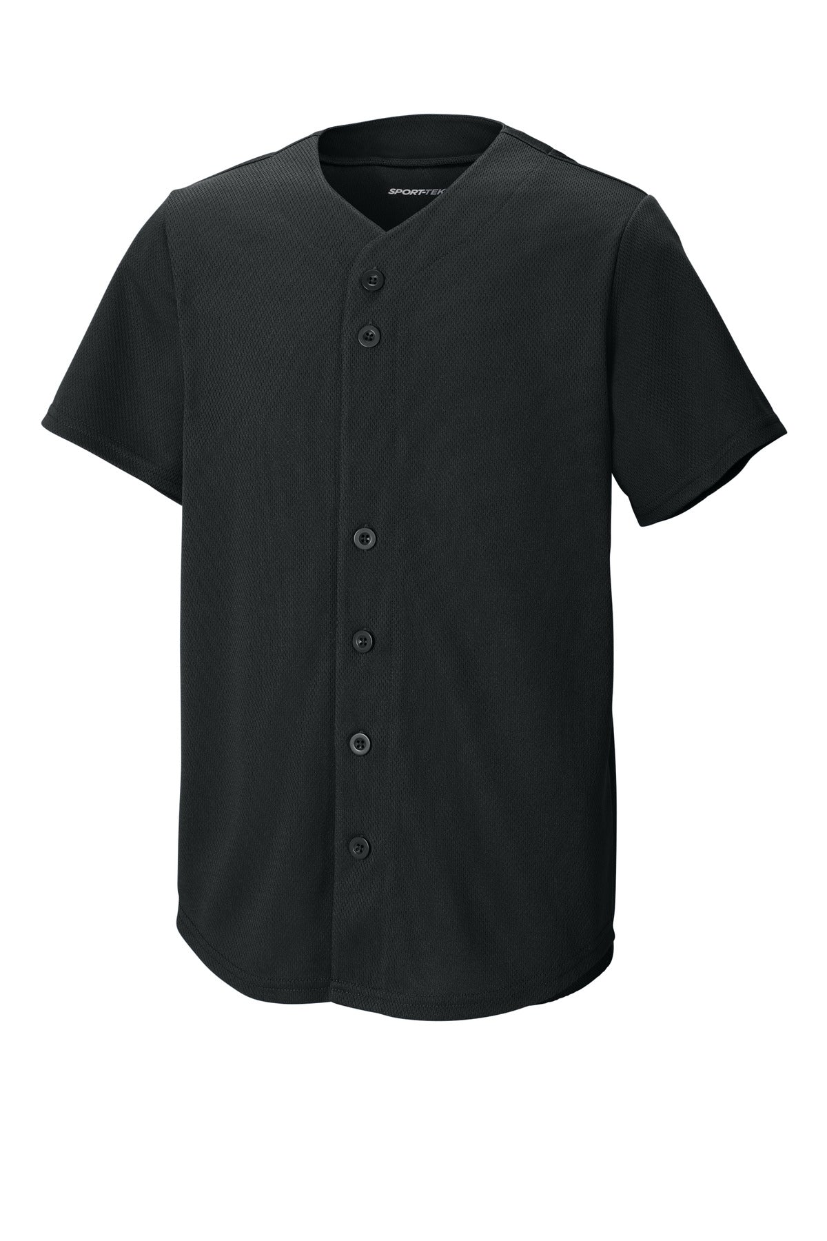 Sport-Tek Youth PosiCharge Tough Mesh Full-Button Jersey - Black