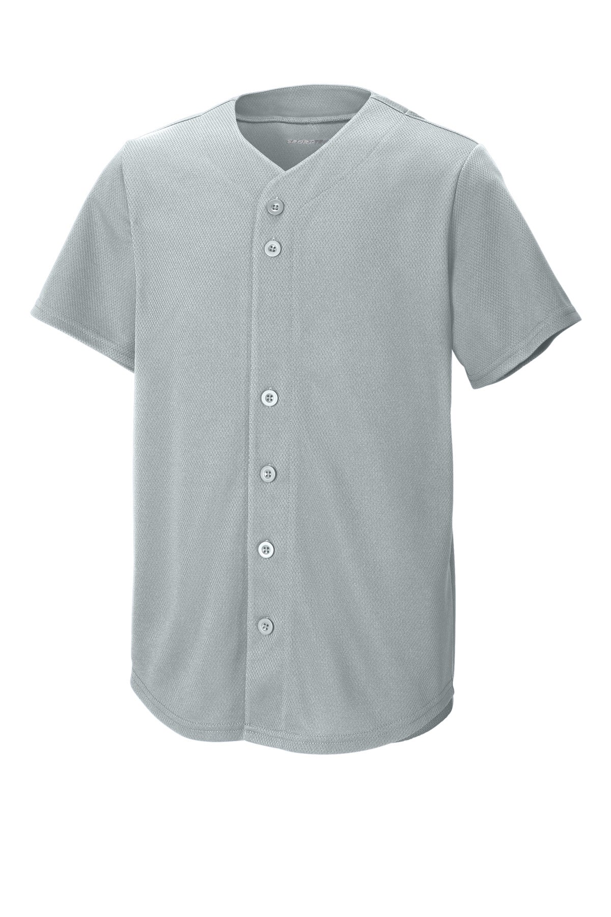 Sport-Tek Youth PosiCharge Tough Mesh Full-Button Jersey - Silver