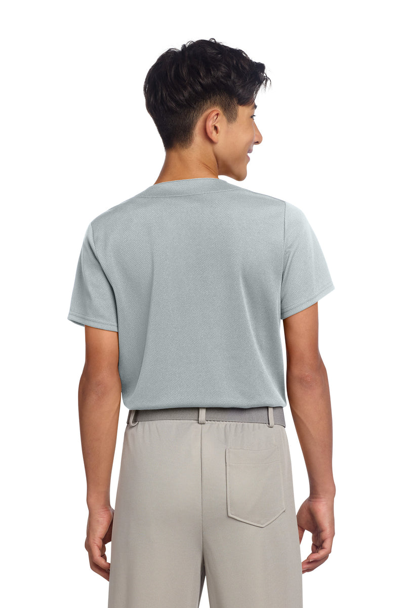 Sport-Tek Youth PosiCharge Tough Mesh Full-Button Jersey - Silver